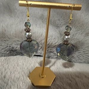 Blue Heart Crystal Earrings